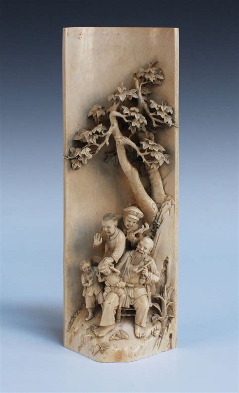 A Chinese ivory tusk carving, early Republic period, finely carved in ...