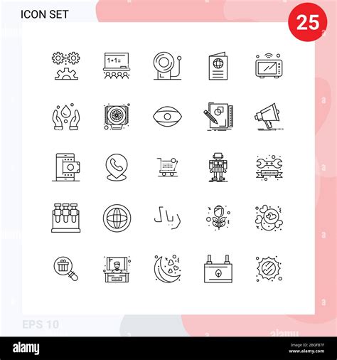 Stock Vector Icon Pack Of 25 Line Signs And Symbols For Internet