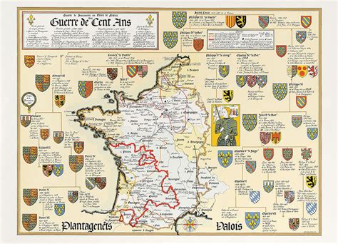 Map of the Hundred Years' War - Editions d'Art Derveaux