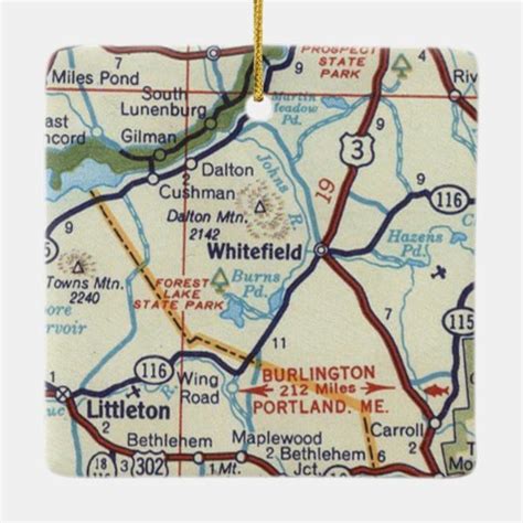 Whitefield NH Vintage Map Ceramic Ornament | Zazzle.co.uk