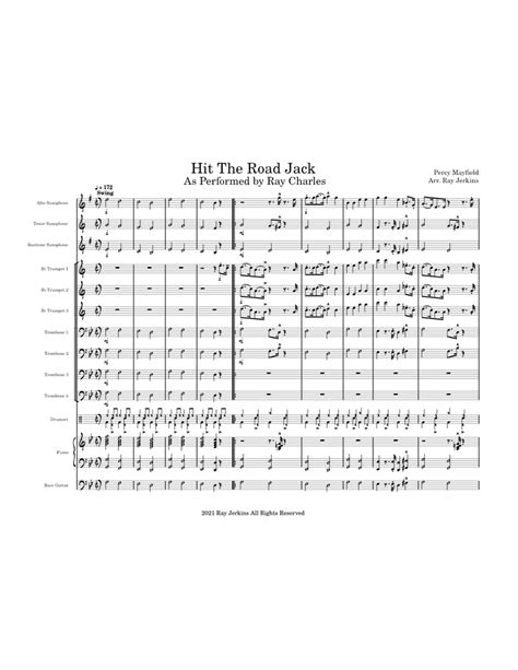 Hit The Road Jack Percy Mayfieldarr Ray Jerkins Sheet Music For Piano Trombone Saxophone