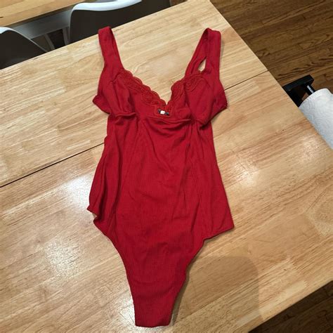 Red Lingerie One Piece Depop