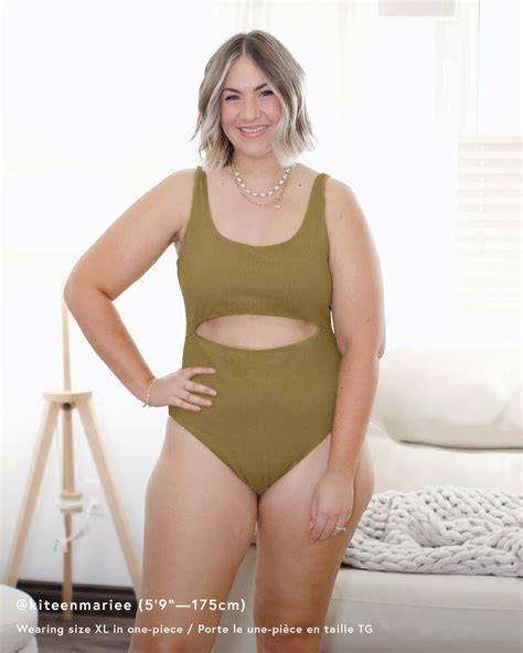 TROPIK Smocked Textured Cut Out One Piece Swimsuit Olive Green Bikini Village