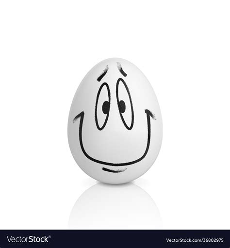 White Egg With Smiling Face Painted Spray Paint Vector Image