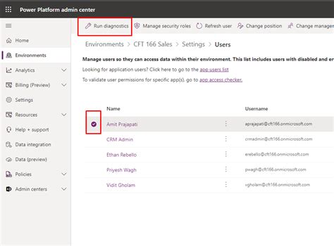 Run User Diagnostics In Power Platform Admin Center Solving User