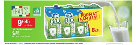 Promo Lait Bio Demi Cr M Uht Bio Lactel Chez Migros France