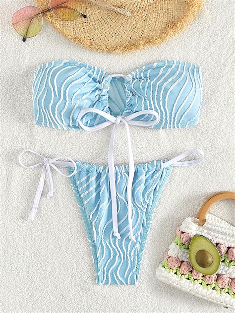 SHEIN Swim Mod Allover Print Bandeau Bikini Swimsuit SHEIN USA