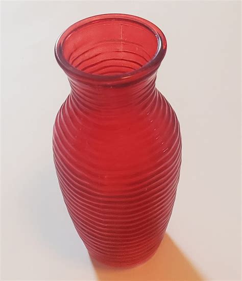 Vintage Red Glass Vase Etsy