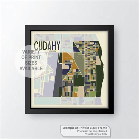 Cudahy Wisconsin Art Map Print Milwaukee County By James Steeno Etsy