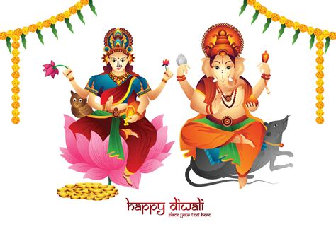 Beautiful celebration happy diwali for ganesh laxmi greeting card ...