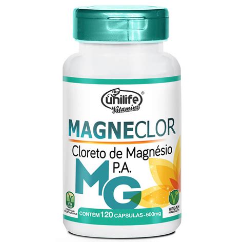 Magneclor Cloreto de Magnésio P A 600mg 120 caps Unilife Meu