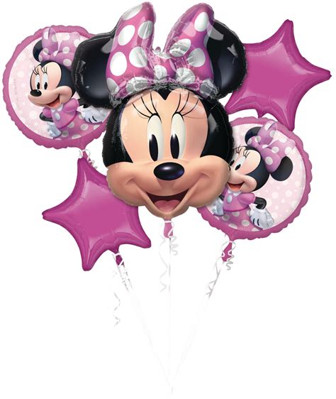 Disney Minnie Mouse Star Round Satin Foil Balloon Bouquet Pink Black