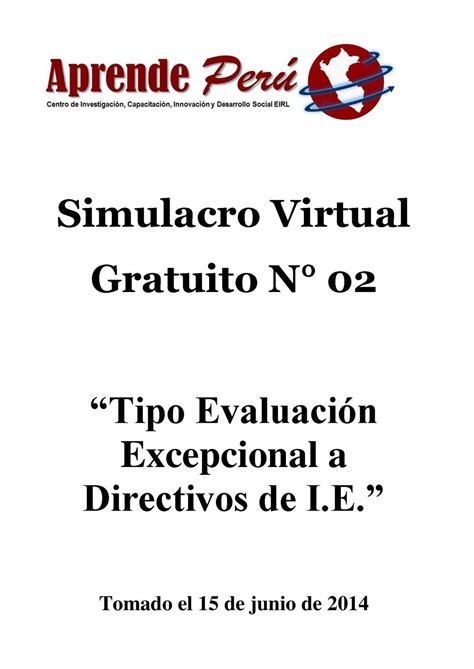 Calam O Simulacro Virtual Gratuito N Para Directivos De I E