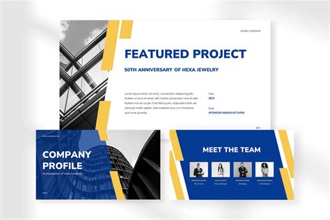 Vonix Blue Yellow Modern Company Profile Presentation Design