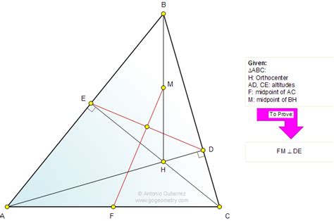 Math Education Geometry Problem 704: Orthocenter, Triangle, Altitude, Midpoint, Perpendicular ...