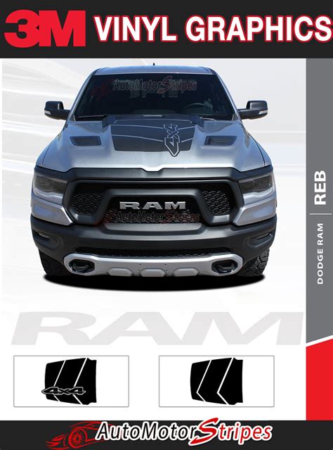 2019 2020 2021 2022 2023 2024 Dodge Ram Rebel Hood Decals Ram 1500 Hood Stripes Auto Motor