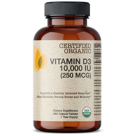 Certified Organic Vitamin D3 10000 Iu 360 Organic Tablets Futurebiotics