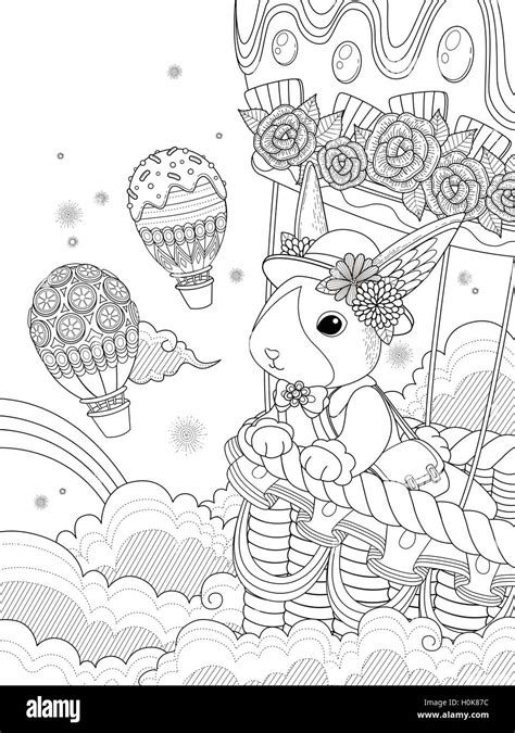Detailed Hot Air Balloon Coloring Page