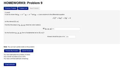 Solved 1 Point It Can Be Shown That Y1 X2 Y2 X3 And Y3 4 Chegg