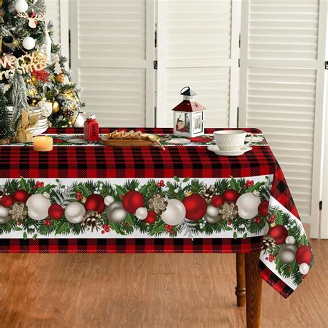 Amazon Horaldaily Christmas Tablecloth 6084 Inch Christmas Ball