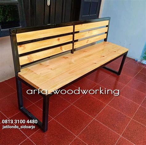 kursi duduk  panjang  besi holo  kayu murah meriah lazada