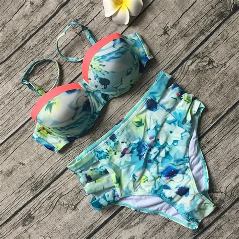 CPUTAN 2017 New Sexy Bikinis Women Swimsuit High Waisted Bathing Suits Vintage Push Up Bikini