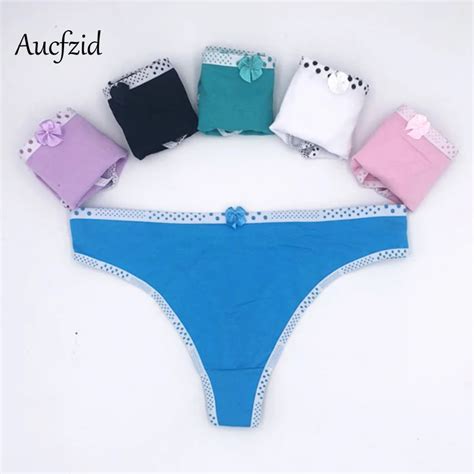 Aucfzid 2018 5 Pcs Sexy Cotton Panties Women Thongs And G Strings Seamless Underwear Female