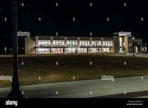 The Ankeny Kirkendall Public Library at night Stock Photo - Alamy