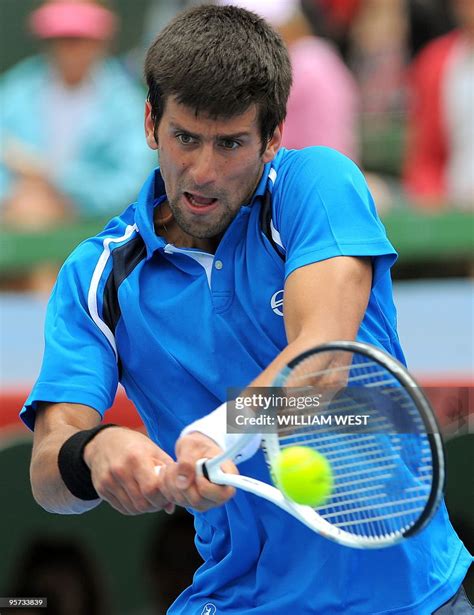 Novak Djokovic Of Serbia Hits A Backhand Return On The Way To Victory News Photo Getty Images