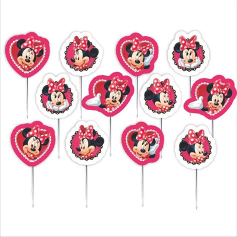 Palito Decorativo Minnie Mouse Piffer PT 1 UN Festas Kalunga