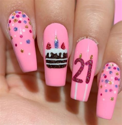 Cutest 21st Birthday Nails For 2023 21st Birthday Nails Birthday Nail Art Birthday Nail Designs