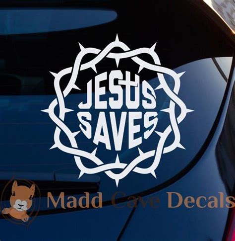 Jesus Saves Crown Thorns Christian Decal Car Laptop Graphic Etsy Christian Decals Vinyl