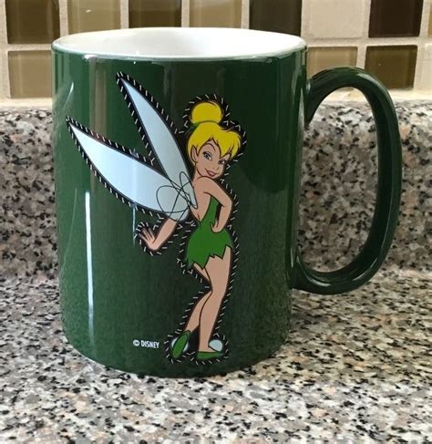 Disney Store Tinkerbell Large Coffee Mug Dark Green Tink Disney