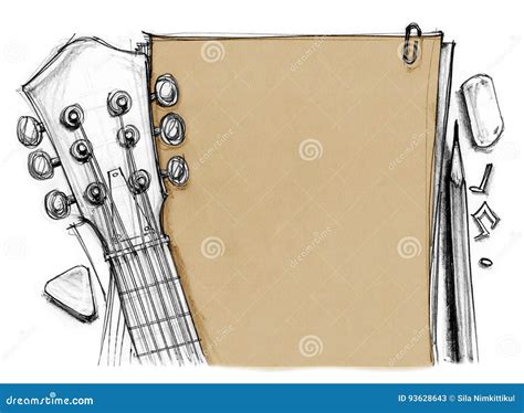 Background Paper With Guitar And Pick Stock Illustration Illustration