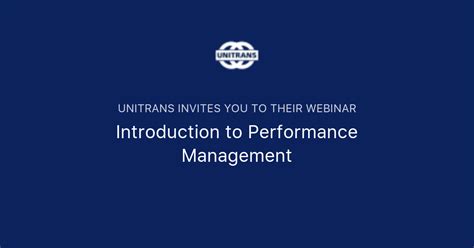 Introduction To Performance Management Unitrans