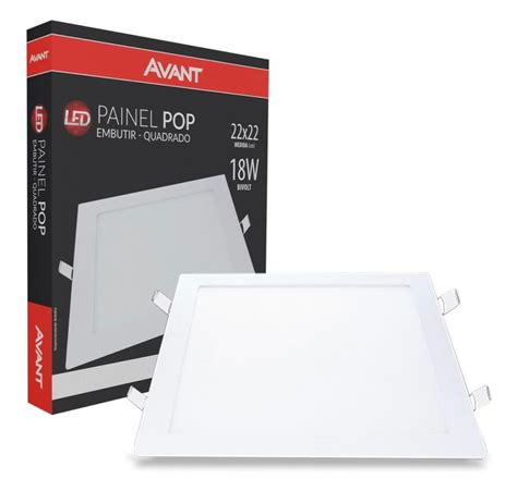 Painel Plafon Led Embutir Quadrado 18w 6500k Avant Bopalux