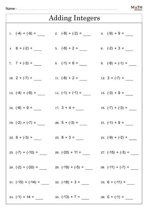 Th Grade Integers Worksheets Hot Sex Picture