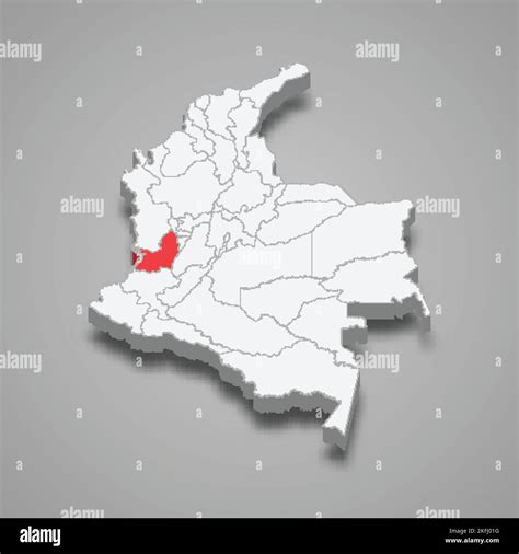 Valle Del Cauca Region Location Within Colombia 3d Isometric Map Stock