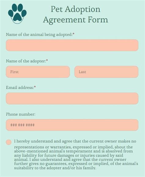 Free Animal Identification Application Form Template