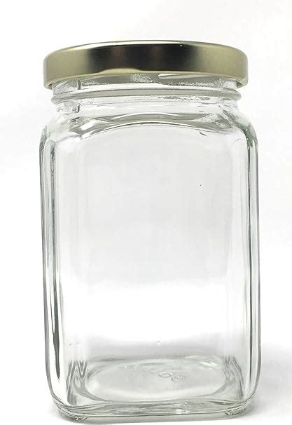 10 Oz 292 Ml Victorian Square Glass Jar 12 Pack With Gold Metal Lid By Packaging