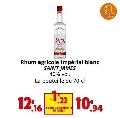 Promo Rhum Agricole Imp Rial Blanc Saint James Chez Coccinelle