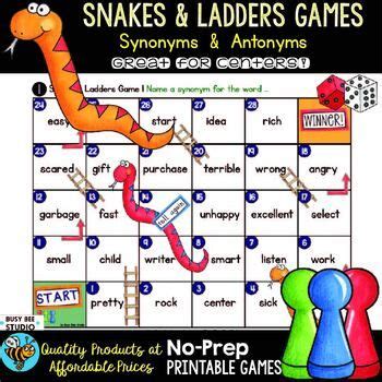 Synonyms and Antonyms Snakes and Ladders Games | Synonyms and antonyms, Antonyms, Phonics activities