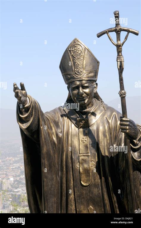 A Statue Of Pope John Paul II Commemorating His Visit To Santiago In