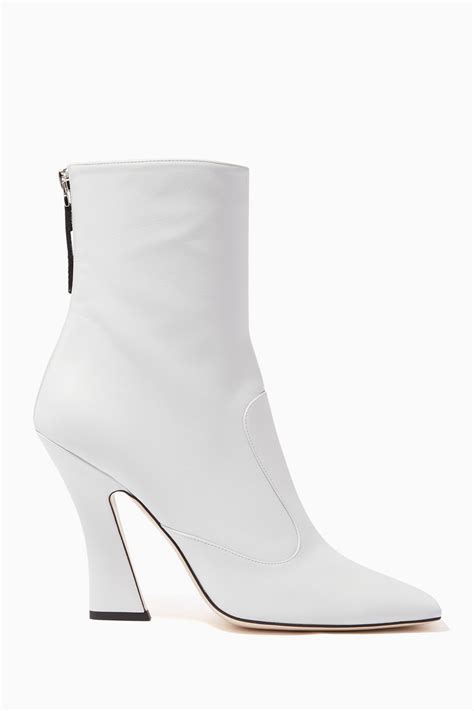 Shop Fendi White Square Toe Leather Ankle Boots For Women Ounass Uae