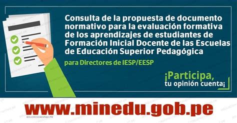 Minedu Consulta De La Propuesta De Documento Normativo Para La