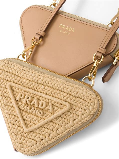 Billeder Af Purse Valley Prada Raffia Triangle Skuldertaske Kvinder