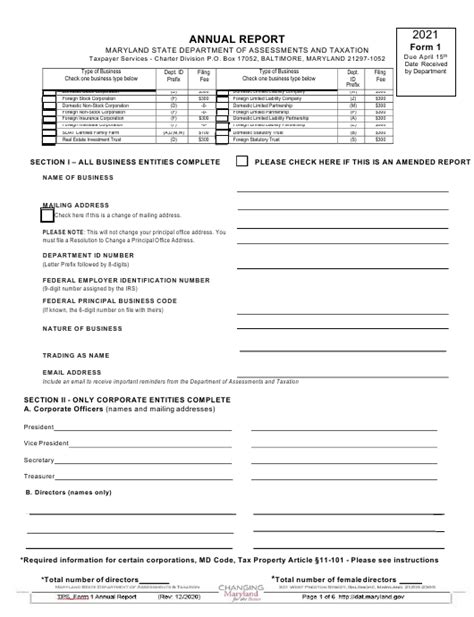 Form 1 Download Fillable Pdf Or Fill Online Annual Report 2021