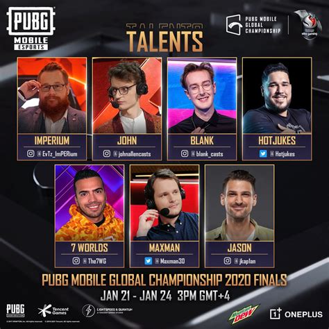 Pubg Mobile Esports Unveils Pmgc 2020 Finals Talent Lineup