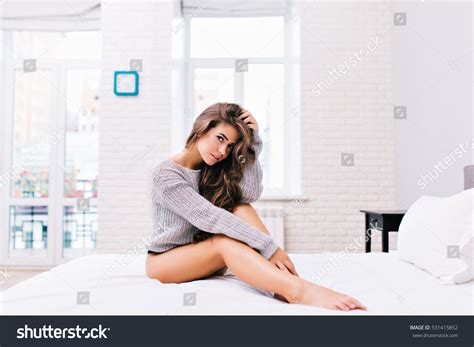 Relaxed Pretty Girl Long Brunette Hair Stock Photo Shutterstock