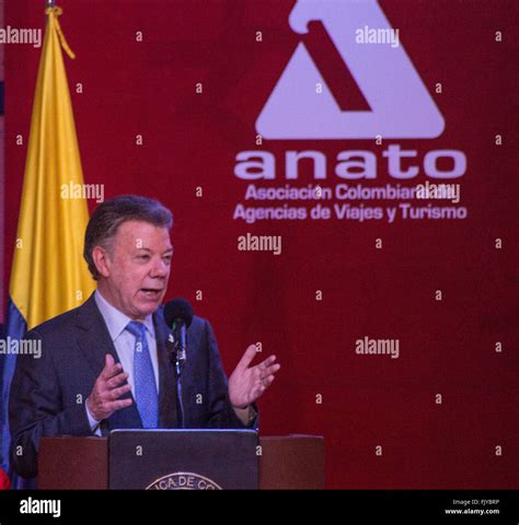 President of Colombia, Juan Manuel Santos speaks during Vitrina ...